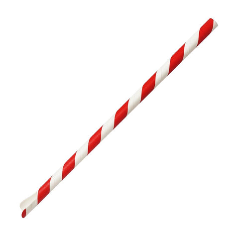 Fiesta Compostable Paper Spoon Straw Red & White Stripe 210x8mm (Pack of 250)