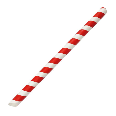 Fiesta Compostable Bubble Tea Straw Red & White 12x210mm (Pack of 150)