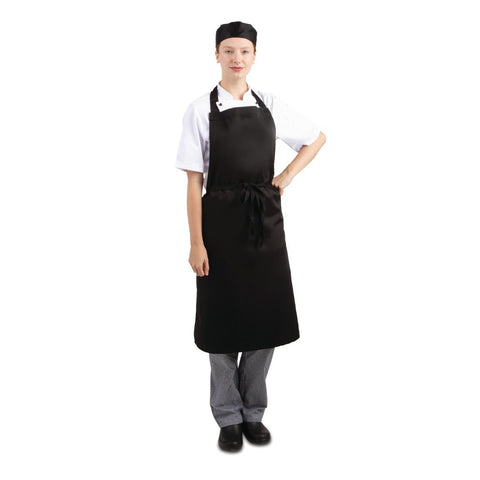 Whites Bib Apron Polycotton Black (5 pack)