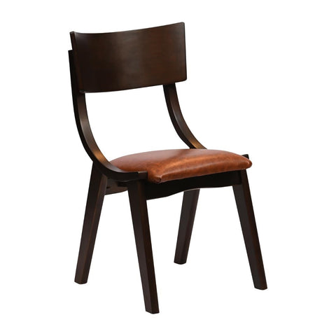 Chelsea Dining Chairs in Dark Walnut with Bison Tan Seats (6 Pack)