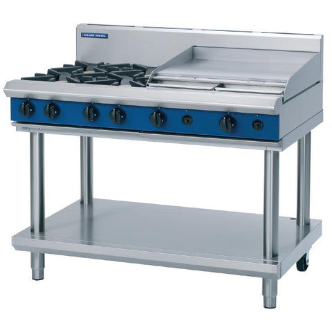 Blue Seal Evolution Cooktop 4 Open/ 1 Griddle Burner LPG on Stand1200mm G518B-LS/L