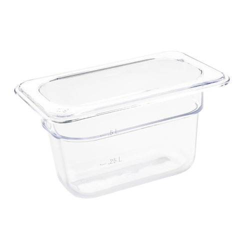 Vogue Polycarbonate 1/9 Gastronorm Container 100mm Clear