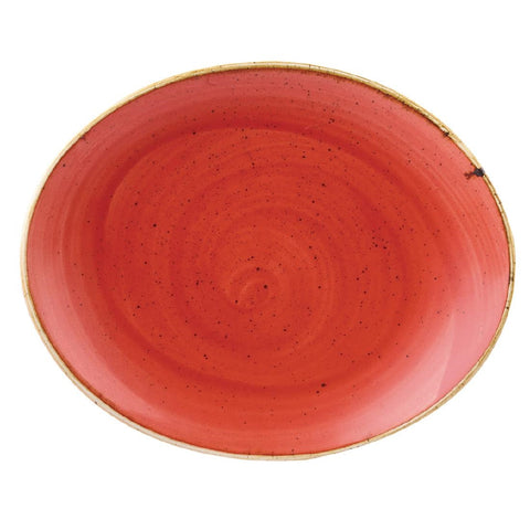 Churchill Stonecast Oval Coupe Plate Berry Red 192mm (Pack of 12)