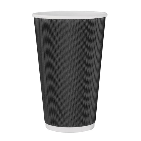 Fiesta Recyclable Ripple Wall Takeaway Coffee Cups Black 455ml / 16oz (Pack of 25)