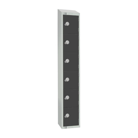 Elite Six Door Camlock Locker with Sloping Top Graphite Grey