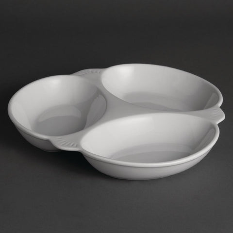 Olympia Whiteware Vegetable Dishes 3 Section 250mm (Pack of 6)