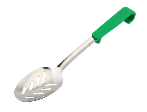 Genware 577-05G Plastic Handle Spoon Slotted Green