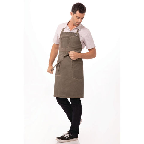 Chef Works Urban Dorset Antique Bib Apron Earth Brown