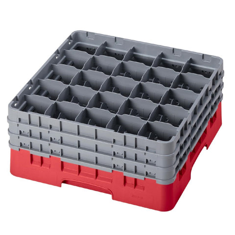 Cambro Camrack Red 25 Compartments  Max Glass Height 197mm