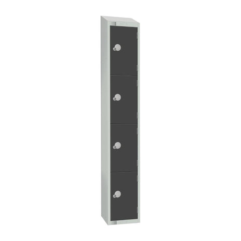 Elite Four Door Coin Return Locker with Sloping Top Graphite Grey