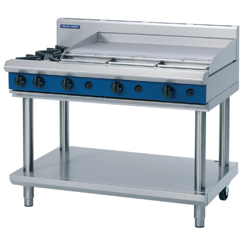 Blue Seal Evolution Cooktop 2 Open/1 Griddle Burner Natural Gas on Stand 1200mm G518A-LS/N