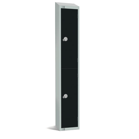 Elite Double Door Padlock Locker with Sloping Top Black