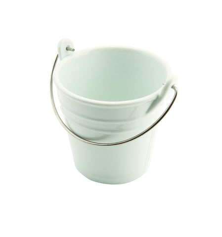 Genware B4245 Porcelain Bucket W/ St/St Handle 11cm Dia 43cl - Pack of 6