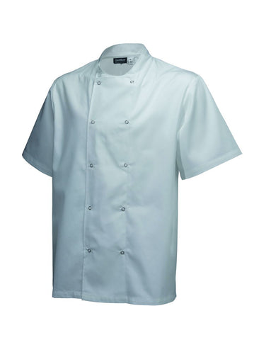 Genware NJ18-M Basic Stud Jacket (Short Sleeve) White M Size