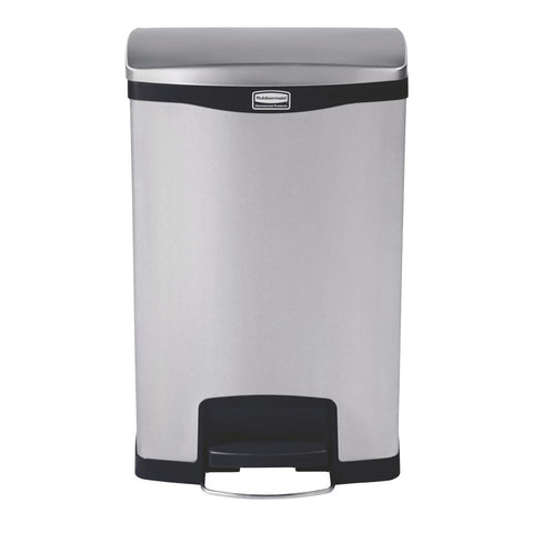 Rubbermaid Slim Jim Front Step on Pedal Bin Stainless Steel 50Ltr