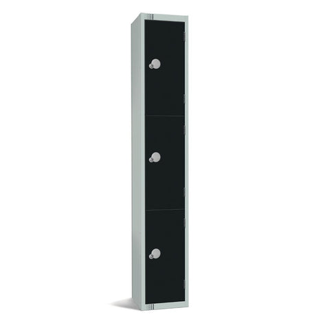 Elite Three Door Coin Return Locker Black