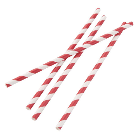 Fiesta Compostable Individually Wrapped Paper Straws Red Stripes (Pack of 250)