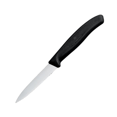 Victorinox Paring Knife Pointed Tip Serrated Edge Black 8cm