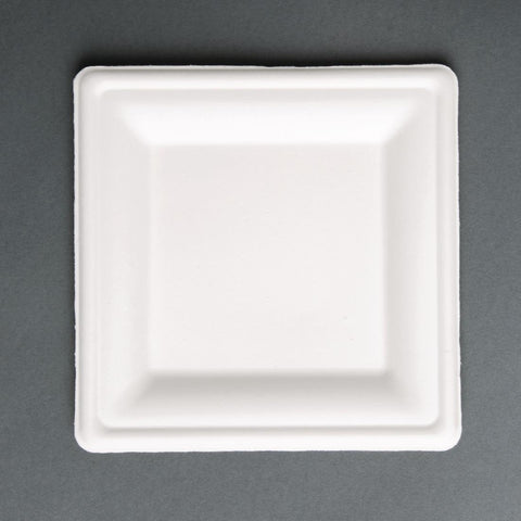 Fiesta Compostable Bagasse Square Plates 204mm (Pack of 50)