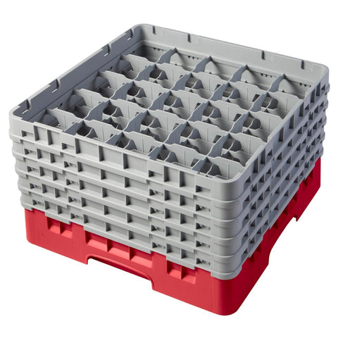 Cambro Camrack Red 25 Compartments Max Glass Height 258mm