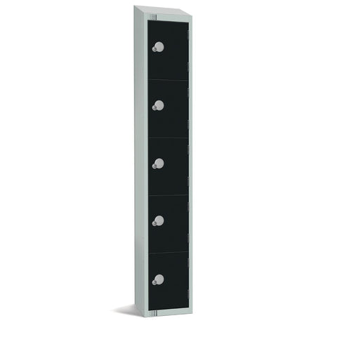 Elite Five Door Electronic Combination Locker with Sloping Top Black